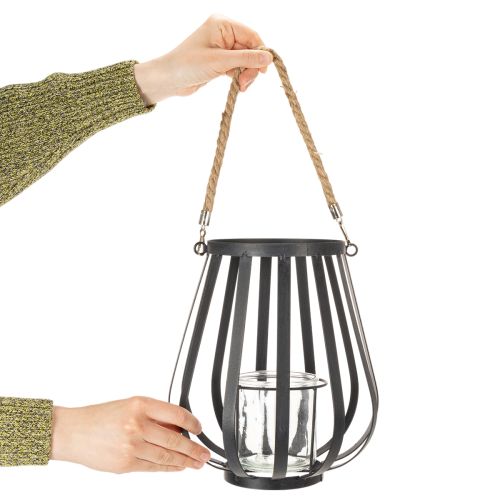 Artikel Windlicht Metall Laterne mit Glas Anthrazit Ø23cm H27cm