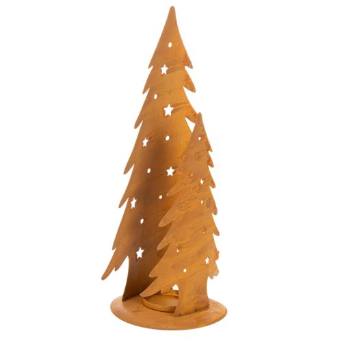Windlicht Tannenbäume aus Metall, Edelrost, H46cm B25,5cm, Weihnachtsdeko online kaufen | Floristik24.ch