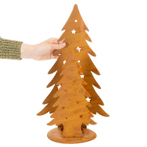 Windlicht Tannenbäume aus Metall, Edelrost, H46cm B25,5cm, Weihnachtsdeko | Floristik24.ch