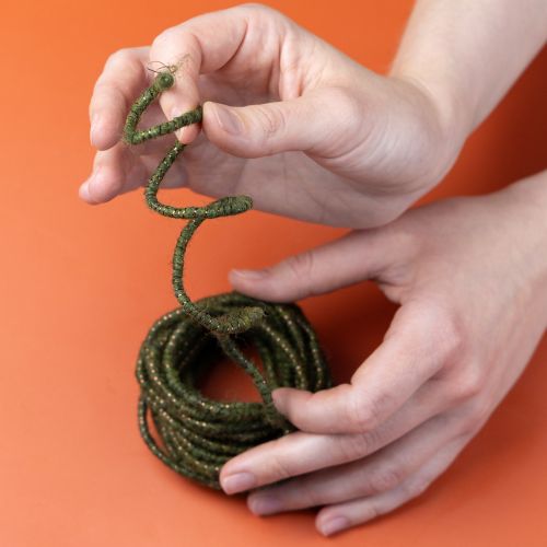 Artikel Wollkordel Grün Goldfaden 5m x 5mm mit Draht für Deko und Basteln