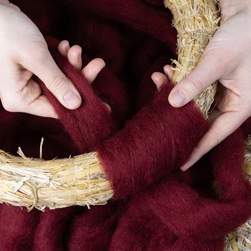 Artikel Dekowolle Dunkelrot 10m Wollband für Floristik & Basteln