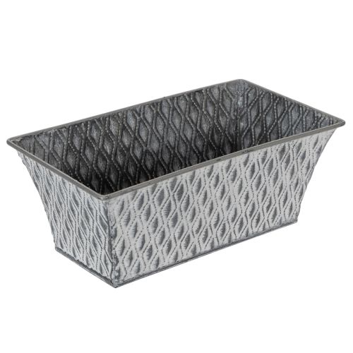 Zinkschale rechteckig mit Rautenmuster 22cm x 12cm Grau für Innen- und Aussendekoration online kaufen | Floristik24.ch