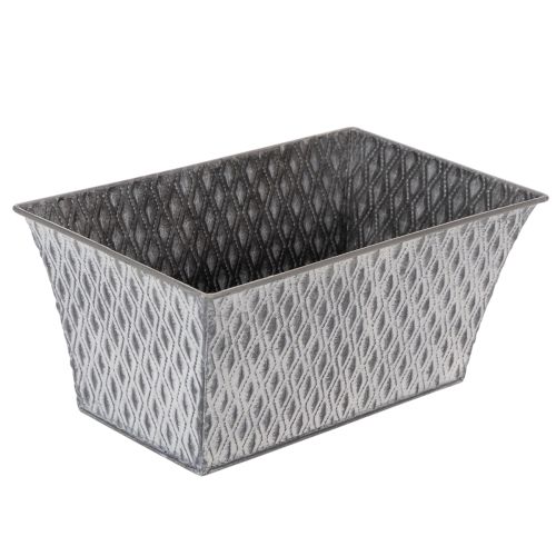 Zinkschale eckig mit Rautenmuster, 26cm x 15,5cm, grau, Metall online kaufen | Floristik24.ch