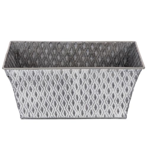 Zinkschale eckig mit Rautenmuster, 26cm x 15,5cm, grau, Metall | Floristik24.ch