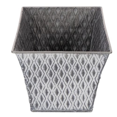 Zinkschale eckig mit Rautenmuster, 26cm x 15,5cm, grau, Metall | Floristik24.ch