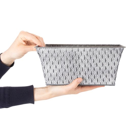 Zinkschale eckig mit Rautenmuster, 26cm x 15,5cm, grau, Metall | Floristik24.ch