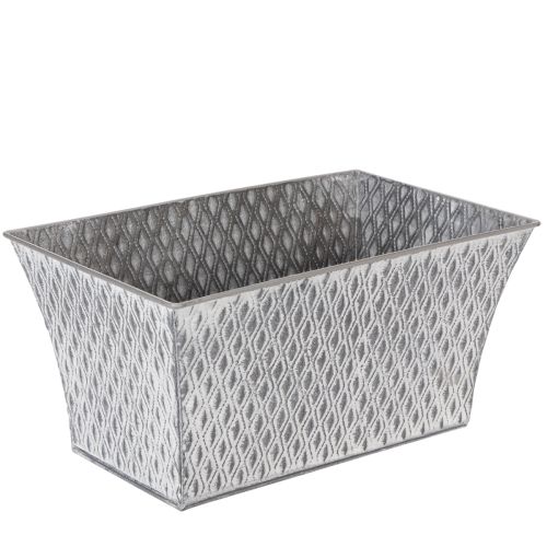 Zinkschale rechteckig mit Rautenmuster 30x18x15cm grau für Innen- und Aussendekoration online kaufen | Floristik24.ch