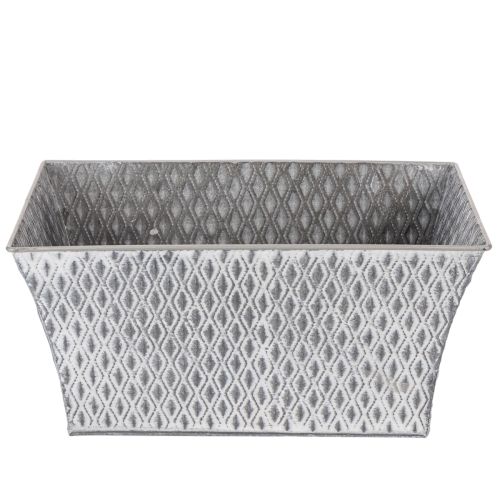 Zinkschale rechteckig mit Rautenmuster 30x18x15cm grau für Innen- und Aussendekoration | Floristik24.ch