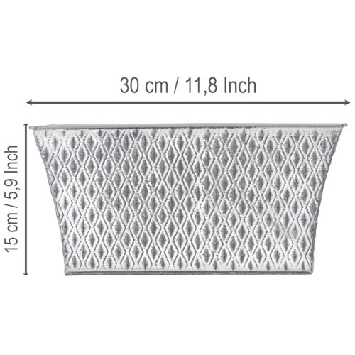 Zinkschale rechteckig mit Rautenmuster 30x18x15cm grau für Innen- und Aussendekoration | Floristik24.ch