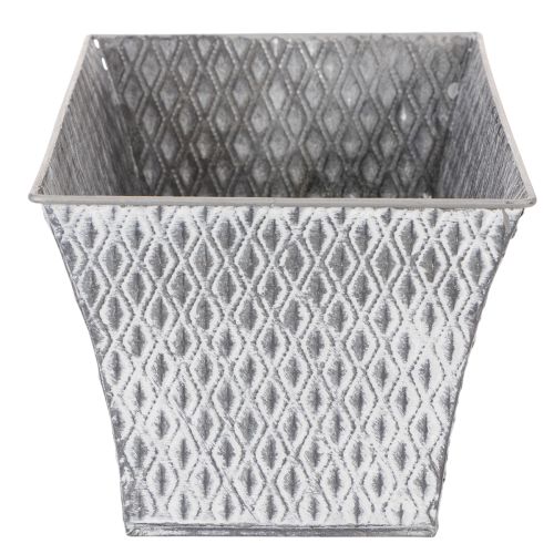 Zinkschale rechteckig mit Rautenmuster 30x18x15cm grau für Innen- und Aussendekoration | Floristik24.ch