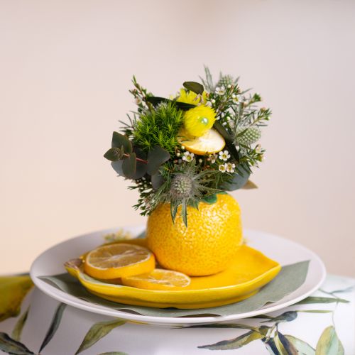 Floristik24 Zitronen Deko Vase Keramik Blumentopf Gelb Ø8,5cm