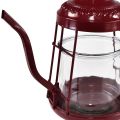 Floristik24 Teelichthalter Glas Windlicht Teekanne Rot Ø15cm H26cm