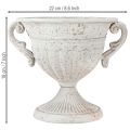 Antik Pokal mit Henkeln Metall Deko Vintage Grau Weiß H18cm | Floristik24.ch