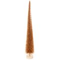 Floristik24 Deko Tannenbaum schlank mit Holzfuss 40cm in Senfgelb 3er-Set