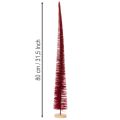 Deko-Tannenbaum aus Kunststoff schlank mit Holzfuss 80 cm rot | Floristik24.ch