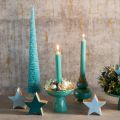 Tannenbaum Kunstbaum schlank 40cm türkis mit Holzfuss | Floristik24.ch