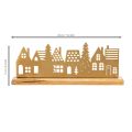 Häuser-Silhouette aus mattgoldenem Metall auf Holzsockel, 29 cm | Floristik24.ch