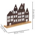 Häuserreihe aus Metall mit Holzsockel 30 cm Kupferfarben | Floristik24.ch