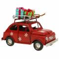 Floristik24 Weihnachts-Auto mit Paketen Rot L11cm