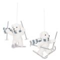 Floristik24 Anhänger Eisbär auf Skiern mit Schal 10cm Weiss Kunststoff 2er-Set