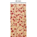Dekoband Zweige mit roten Glitterbeeren 40mm x 15m Beige-Braun | Floristik24.ch