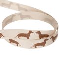 Geschenkband aus Polyester mit Dackelmotiv 15mm x 18m in Creme und Braun für Dekoration und Basteln | Floristik24.ch