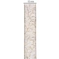 Dekoband Transparent aus Organza 15 mm x 20 m Schwarz mit goldenem Muster für Tisch- und Geschenkdekoration | Floristik24.ch