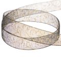 Dekoband Transparent aus Organza 15 mm x 20 m Schwarz mit goldenem Muster für Tisch- und Geschenkdekoration | Floristik24.ch