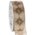 Floristik24 Dekoband mit Sternen 40mm Gold Braun 20m