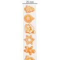 Geschenkband aus Polyester mit Lebkuchenmotiven 25 mm 18 m Weiss-Orange | Floristik24.ch