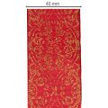 Geschenkband aus Polyester mit Drahtkante 40 mm x 15 m in Dunkelrot mit goldenem Muster | Floristik24.ch
