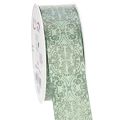 Floristik24 Geschenkband aus Polyester mit floralem Muster 40mm x 15m in Salbeigrün