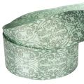 Geschenkband aus Polyester mit floralem Muster 40mm x 15m in Salbeigrün | Floristik24.ch