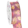 Floristik24 Dekoband Polyester Herbstlaub 40mm x 15m Lila