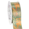 Floristik24 Dekoband Kunstseide mit Blattmotiv 40mm x 15m Herbstfarben