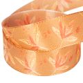 Geschenkband aus Polyester in Herbstfarben mit Blättermotiv 25mm x 18m | Floristik24.ch