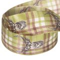Dekoband Stoff Hirschkopf Karomuster 40mm Grün Braun Beige 15m für Innenbereich | Floristik24.ch