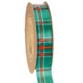 Floristik24 Geschenkband mit Karomuster 25mm Grün und Rot 20m Polyester