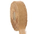 Floristik24 Dekoband Baumwolle mit Fransen 40 mm Braun 30 m