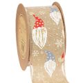 Floristik24 Dekoband Weihnachtswichtel Jute-Optik 60 mm 10 m Braun Bunt