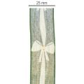 Geschenkband Stoffband grün mit Schleifenmuster 25mm x 18m für Dekoration und Geschenke | Floristik24.ch