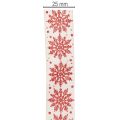 Dekoband Baumwolle Schneeflocken Rot Weiss 25mm 20m Geschenkband | Floristik24.ch