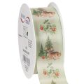 Floristik24 Dekoband aus Seide Reh-Motiv Wald und Blumen 40mm 15m