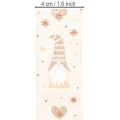 Dekoband Stoff beige mit Wichteln und Herzen 40mm x 15m für Weihnachtsdekoration | Floristik24.ch