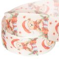 Geschenkband aus Stoff mit Bärenmotiv 40mm x 15m in Creme, Rot und Grün für Weihnachtsdekoration | Floristik24.ch