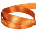 Geschenkband Stoff Orange mit Aufschrift Weihnachten 15mm x 18m | Floristik24.ch
