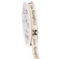 Floristik24 Geschenkband Polyester Beige Aufdruck Eine Kleinigkeit 15 mm 18 m