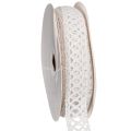 Floristik24 Baumwoll-Dekoband mit Spitze Weiss 18mm x 10m