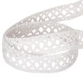 Baumwoll-Dekoband mit Spitze Weiss 18mm x 10m | Floristik24.ch