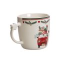 Becher Keramik 9 cm Weiss mit Weihnachtsmotiv Auto und Geschenken | Floristik24.ch